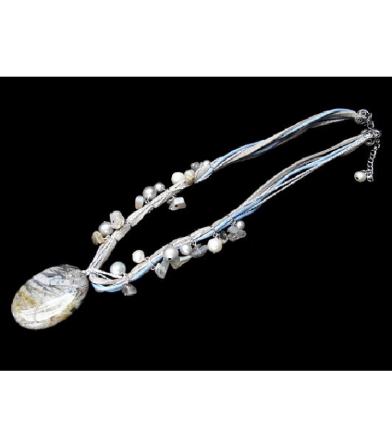 Collar cordon perla minerales variados