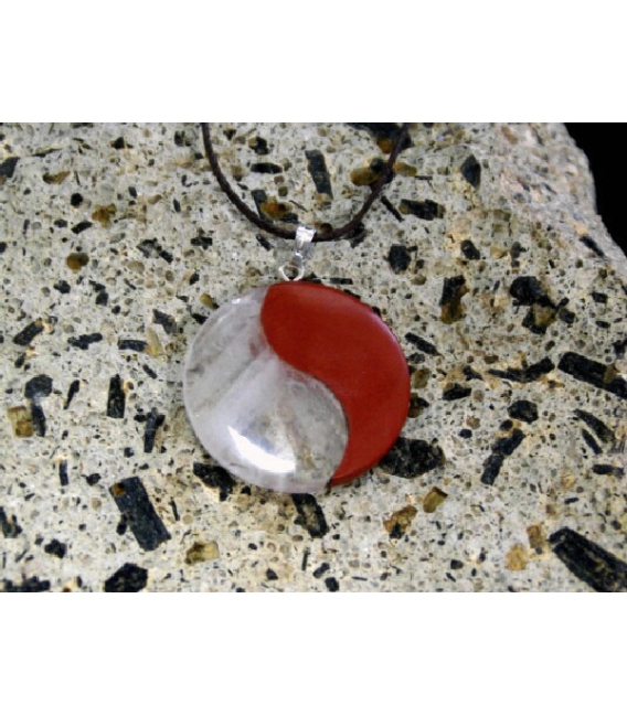 Colgante ying yang jaspe rojo/cuarzo(5ud)
