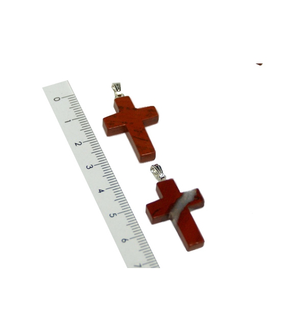 Colgante cruz jaspe rojo (5ud)