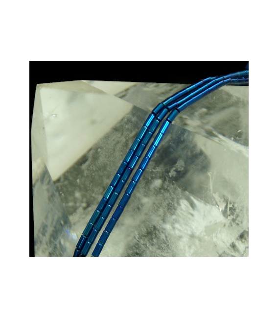 Hilo tubo hematite color azul añil