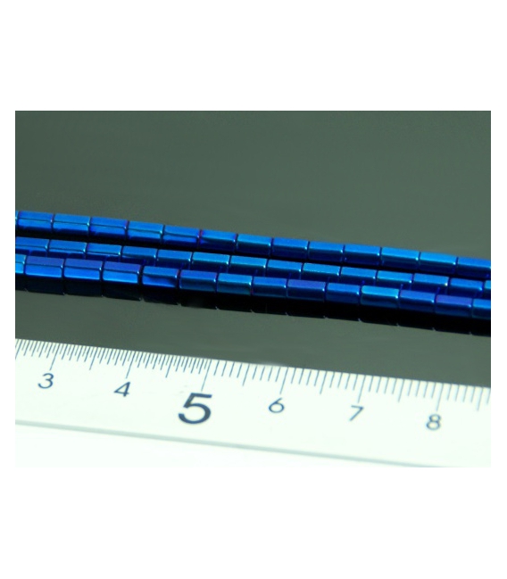 Hilo prisma hematite color azul añil 5x3mm
