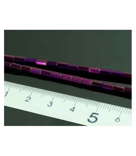 Hilo Prisma hematite color purpura 6x4mm