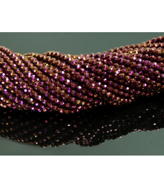 Hilo bola tallada hematite color purpura 4mm