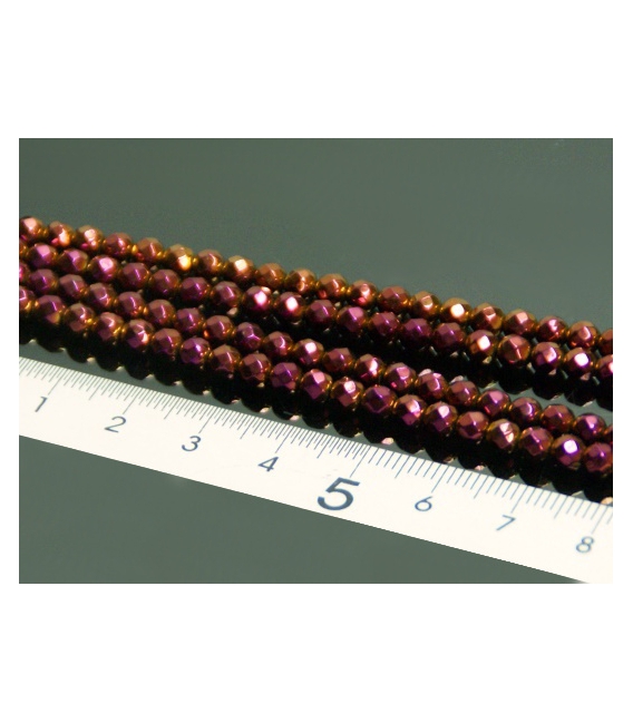 Hilo bola tallada hematite color purpura 4mm