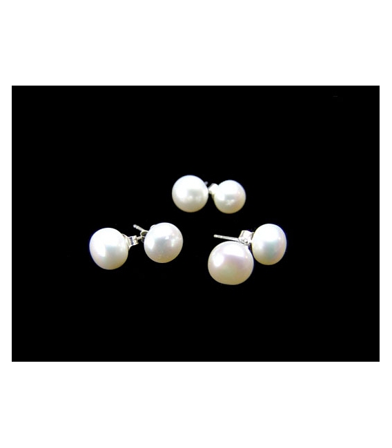 Pendiente perla 10mm. plata (2par)