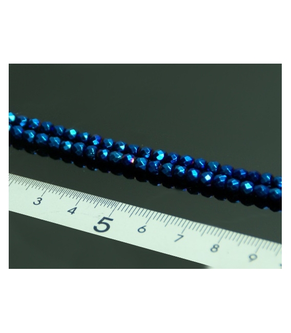 Hilo bola tallada hematite color azul 4mm