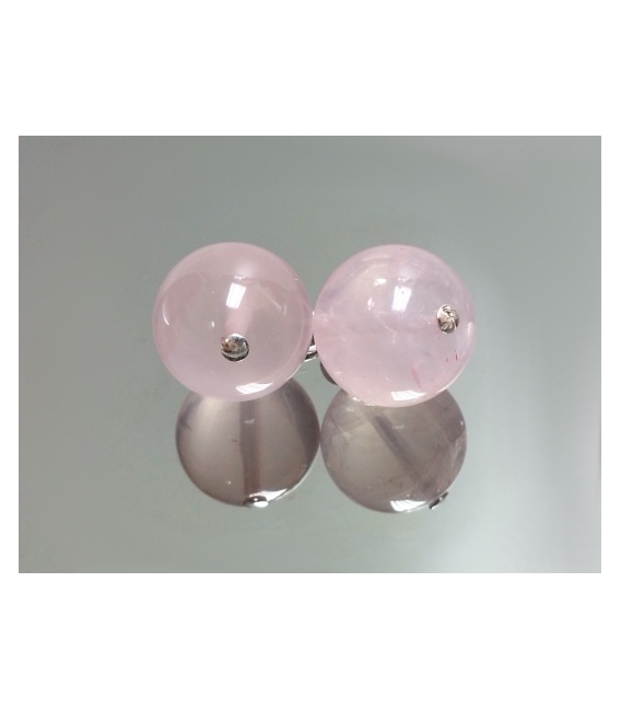 Colgante esfera cuarzo rosa plata 14mm.(2ud)