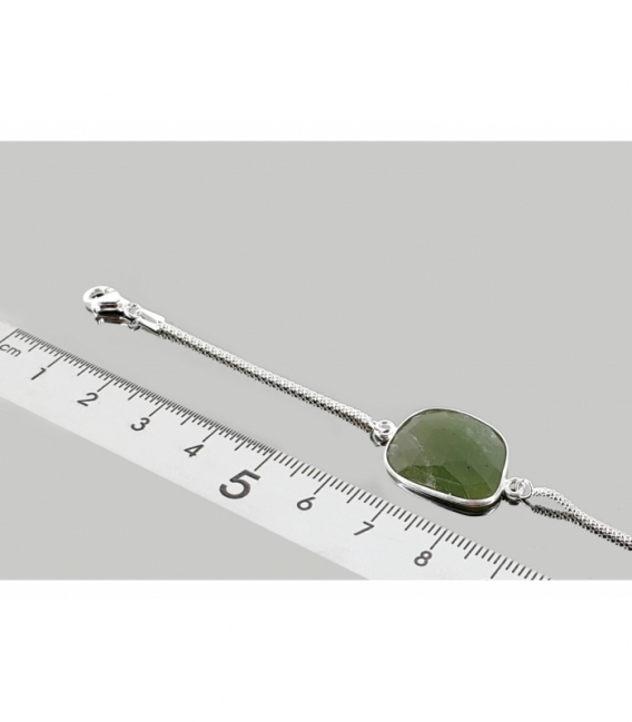 Pulsera tallada jade gruesa 17/19 cm. plata