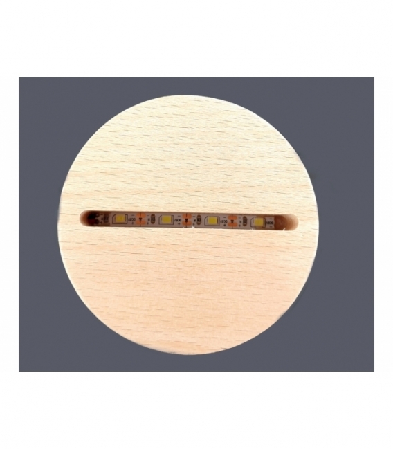 Base luz led usb madera circular 8.5 cm