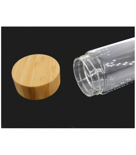 Botella cristal bambú