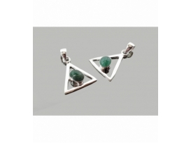 Colgante triangúlo cabujón esmeralda plata