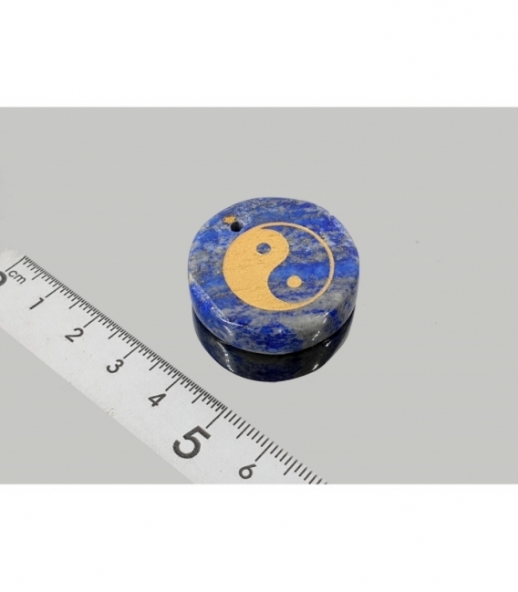 Colgante rodado plano ying yang lapislázuli (5ud)