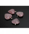 Colgante corazon cuarzo rosa plata(3ud)