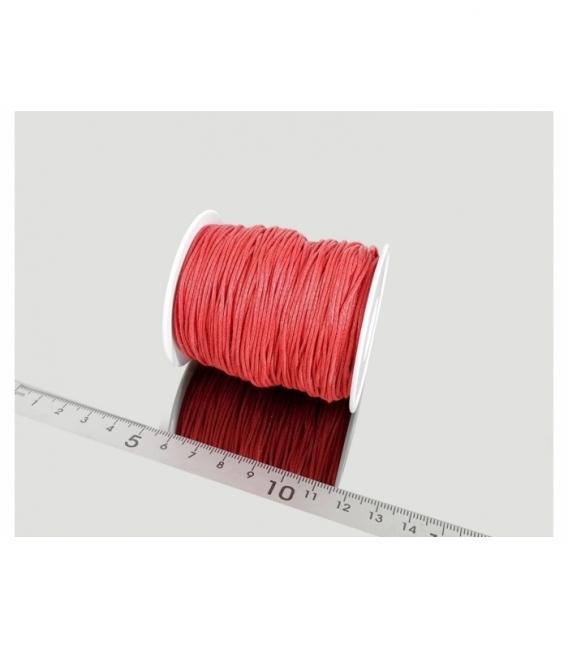 Cordón algodón encerado rojo 1mm (70mts)