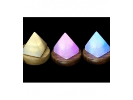 Lampara selenita mini piramide c/color