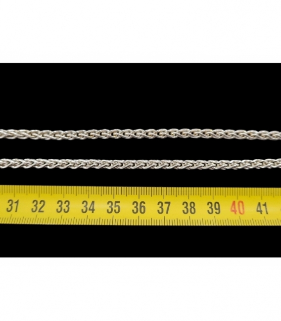 Cadena cordón trenzado grueso 48 cm plata